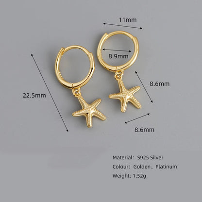 Anyco Earrings Gold Plated Simple Bohemian Summer Beach Ocean Starfish Stud For Women Girl Teen Chic Fashion Stylish Accessories Jewelry Gifts-Earrings-PEROZ Accessories