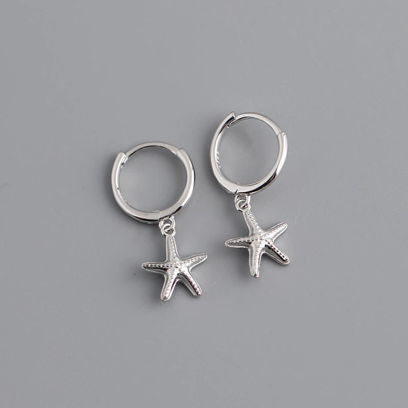 Anyco Earrings Sterling Silver Simple Bohemian Summer Beach Ocean Starfish Stud For Women Girl Teen Chic Fashion Stylish Accessories Jewelry Gifts-Earrings-PEROZ Accessories