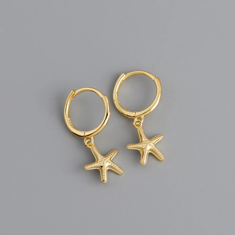 Anyco Earrings Gold Plated Simple Bohemian Summer Beach Ocean Starfish Stud For Women Girl Teen Chic Fashion Stylish Accessories Jewelry Gifts-Earrings-PEROZ Accessories