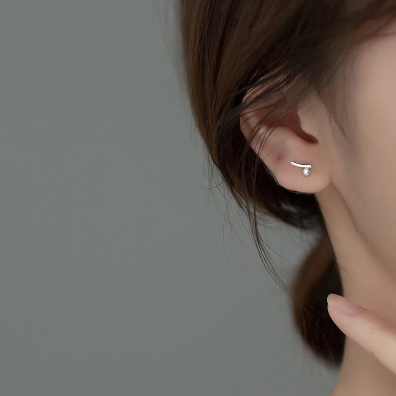 Anyco Fashion Earrings 925 Sterling Silver Personality Unique Tassel Pendant Zircon Stud for Women Chic Trendy Party Jewelry Gift-Earrings-PEROZ Accessories
