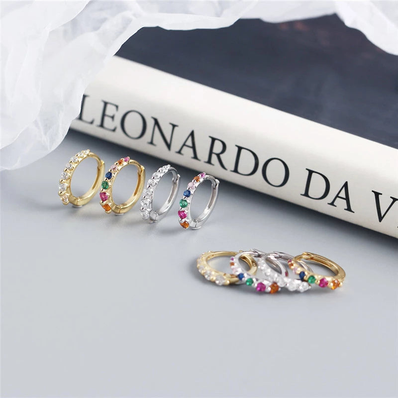 Anyco Earrings Sterling Silver Luxury Colorful Zircon Ear Chic Princess For Women Girl Teen Chic Fashion Stylish Accessories Jewelry Gifts-Earrings-PEROZ Accessories