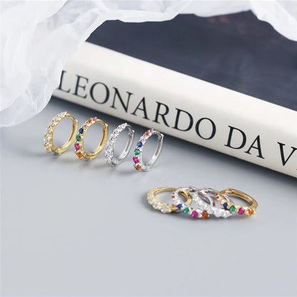 Anyco Earrings Sterling Silver Luxury Colorful Zircon Ear Chic Princess For Women Girl Teen Chic Fashion Stylish Accessories Jewelry Gifts-Earrings-PEROZ Accessories