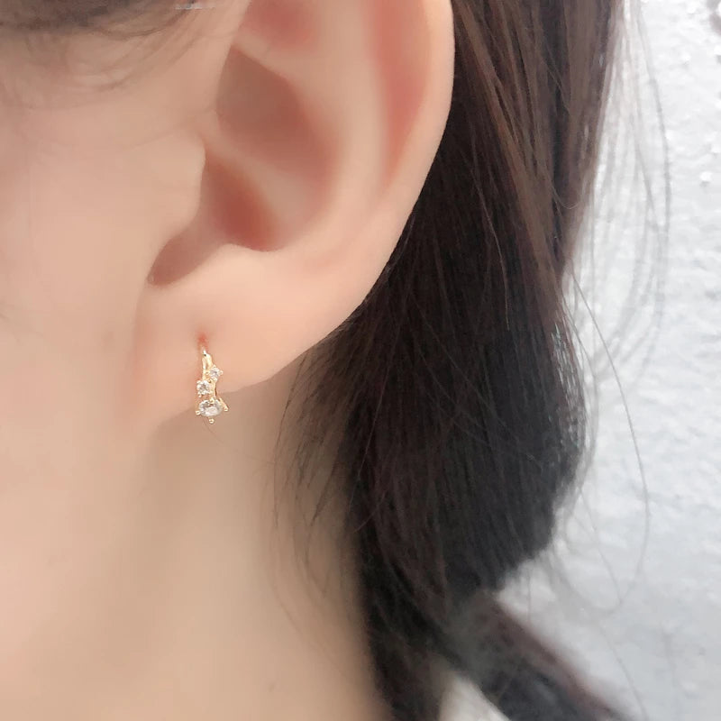 Anyco Earrings Sterling Silver Simple Pave Chic Zircon Circle Huggie Hoop For Women Girl Teen Fashion Stylish Accessories Jewelry Gifts-Earrings-PEROZ Accessories