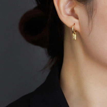 Anyco Earrings Gold Plated Luxury Square French Eye Gold Charm Pendant Drop For Women Teen Fashion Stylish Accessories Jewelry Gifts-Earrings-PEROZ Accessories