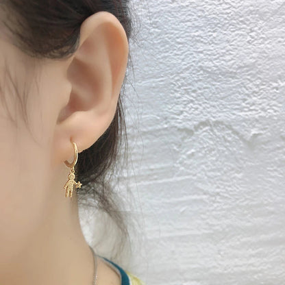 Anyco Earrings Sterling Silver Minimalist Creative New Statue Portrait Star Buckle For Women Girl Fashion Stylish Rock Accessories Jewelry Gifts-Earrings-PEROZ Accessories