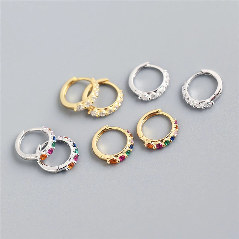 Anyco Earrings Sterling Silver Luxury Colorful Zircon Ear Chic Princess For Women Girl Teen Chic Fashion Stylish Accessories Jewelry Gifts-Earrings-PEROZ Accessories