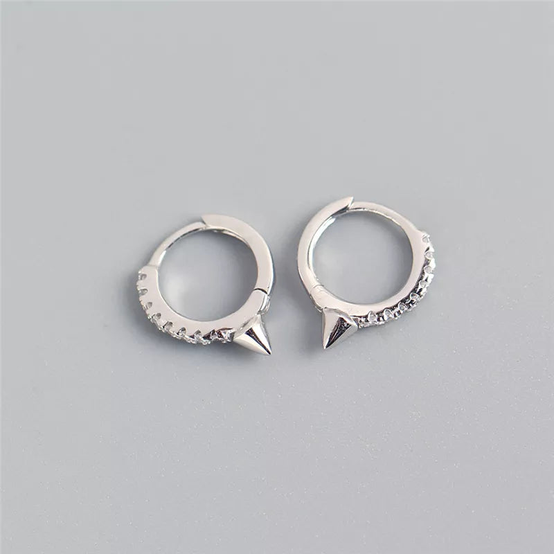 Anyco Earrings Sterling Silver Single Short Spike Eternity Clicker For Women Girl Teen Perfect Fashion Stylish Accessories Jewelry Gifts-Earrings-PEROZ Accessories