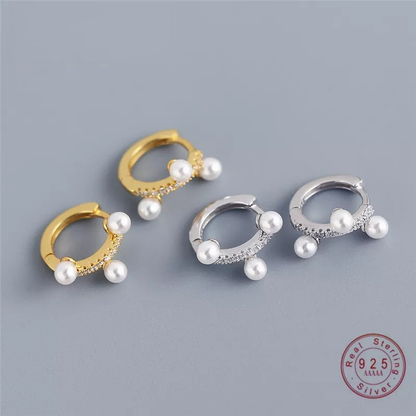 Anyco Earrings Gold Plated Minimalist Pave Zircon Round Freshwater Pearl Bohemian For Women Girl Fashion Stylish Rock Accessories Jewelry Gifts-Earrings-PEROZ Accessories