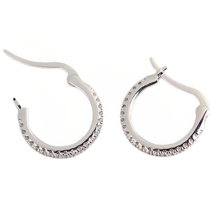 Anyco Earrings Sterling Silver White Minimalist Round Rainbow CZ Zircon Hoops Crystal Huggies For Women Girl Fashion Stylish Accessories Jewelry Gifts-Earrings-PEROZ Accessories