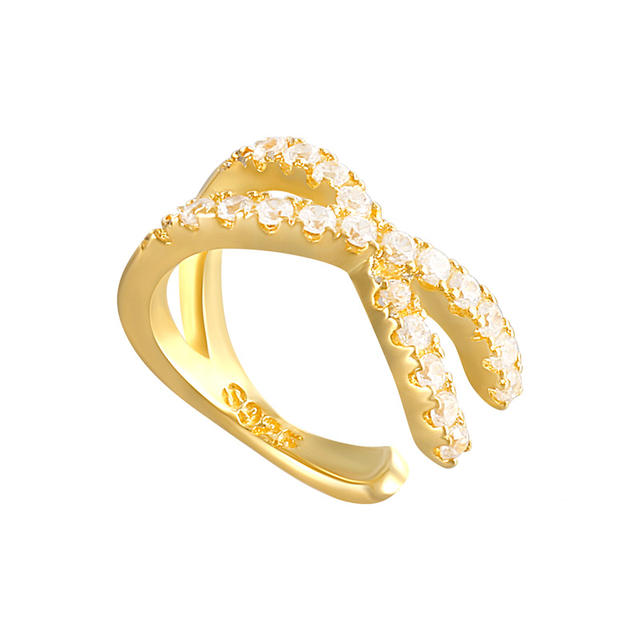 Anyco Earrings Gold Plated Bohemian Pave Zircon Cross Ear Clip For Women Girl Teen Perfect Elegant Fashion Stylish Accessories Jewelry Gifts-Earrings-PEROZ Accessories