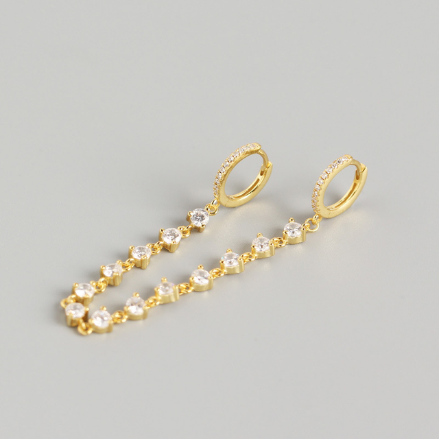 Anyco Earrings Gold Plated Bohemian Luxury Round Zircon Tassel Stud For Women Girl Teen Fashion Stylish Accessories Jewelry Gifts-Earrings-PEROZ Accessories