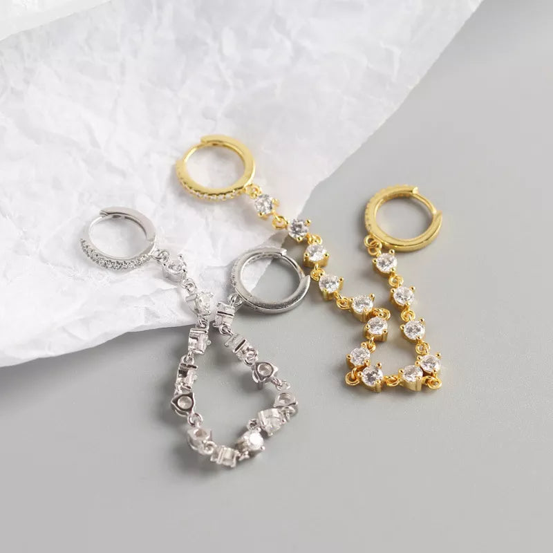 Anyco Earrings Gold Plated Bohemian Luxury Round Zircon Tassel Stud For Women Girl Teen Fashion Stylish Accessories Jewelry Gifts-Earrings-PEROZ Accessories