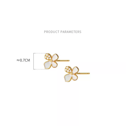 Anyco Fashion Earrings Gold Plated 925 Sterling Silver Cute White Flower Stud for Women Teen Girl Jewelry Gift-Earrings-PEROZ Accessories