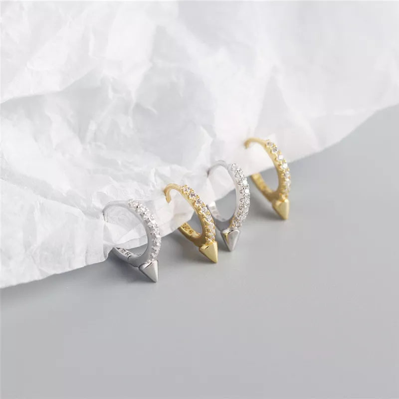 Anyco Earrings Sterling Silver Single Short Spike Eternity Clicker For Women Girl Teen Perfect Fashion Stylish Accessories Jewelry Gifts-Earrings-PEROZ Accessories