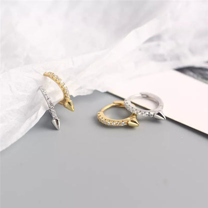 Anyco Earrings Sterling Silver Single Short Spike Eternity Clicker For Women Girl Teen Perfect Fashion Stylish Accessories Jewelry Gifts-Earrings-PEROZ Accessories