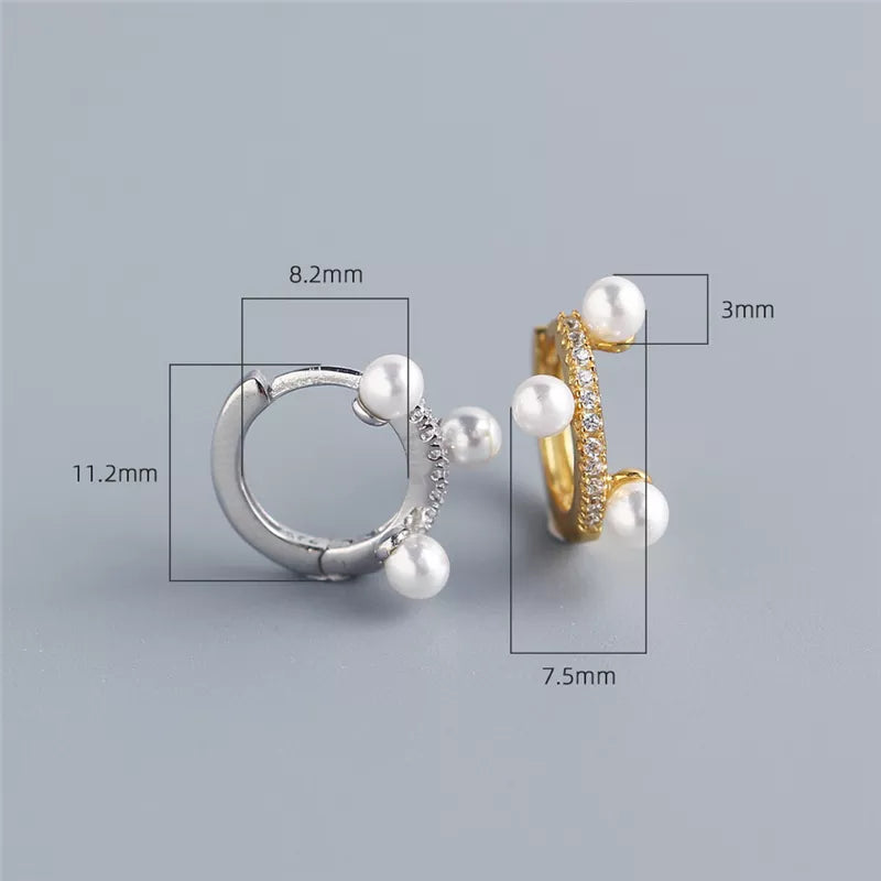 Anyco Earrings Gold Plated Minimalist Pave Zircon Round Freshwater Pearl Bohemian For Women Girl Fashion Stylish Rock Accessories Jewelry Gifts-Earrings-PEROZ Accessories