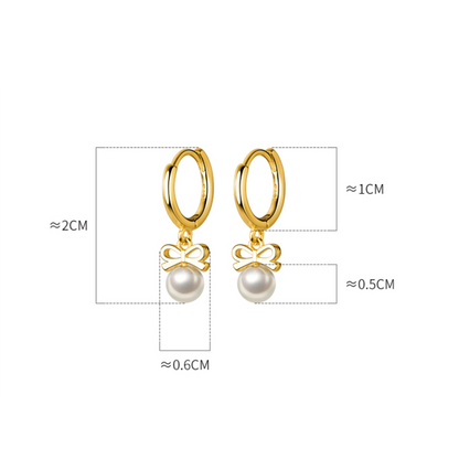 Anyco Fashion Earrings Genuine Gold Cute Butterfly Synthetic Pearl Pendant Drop Charm Gold Plated Huggies Jewelry Women-Earrings-PEROZ Accessories