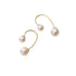 Anyco Fashion Earrings Real Gold Minimalist Pearl Line Studs for Women Party Wedding Fine Hoop Jewelry Accessories Gift-Earrings-PEROZ Accessories