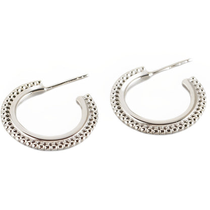 Anyco Earrings Sterling Silver Bohemian Geometric Small Round Bead C-shaped Stud For Women Girl Perfect Fashion Stylish Accessories Jewelry Gifts-Earrings-PEROZ Accessories