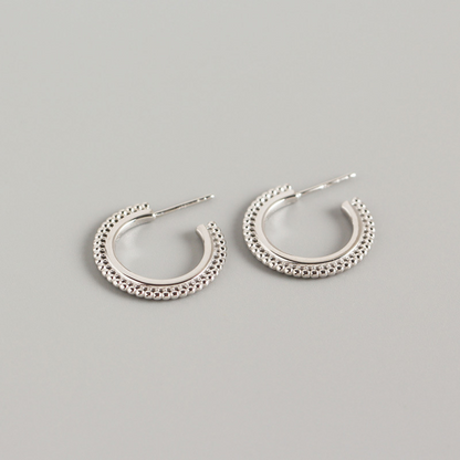 Anyco Earrings Sterling Silver Bohemian Geometric Small Round Bead C-shaped Stud For Women Girl Perfect Fashion Stylish Accessories Jewelry Gifts-Earrings-PEROZ Accessories