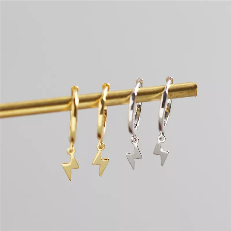 Anyco Earrings Sterling Silver Minimalist Small Simple Cute Lightning Stud For Women Teen Girl Fashion Stylish Accessories Jewelry Gifts-Earrings-PEROZ Accessories