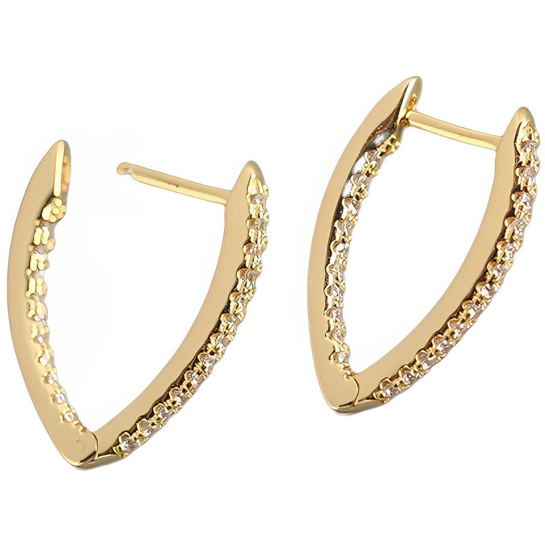 Anyco Earrings Gold Plated Minimalist Pave Crystal Zircon V-shaped Chic Stud For Women Girl Teen Fashion Stylish Accessories Jewelry Gifts-Earrings-PEROZ Accessories