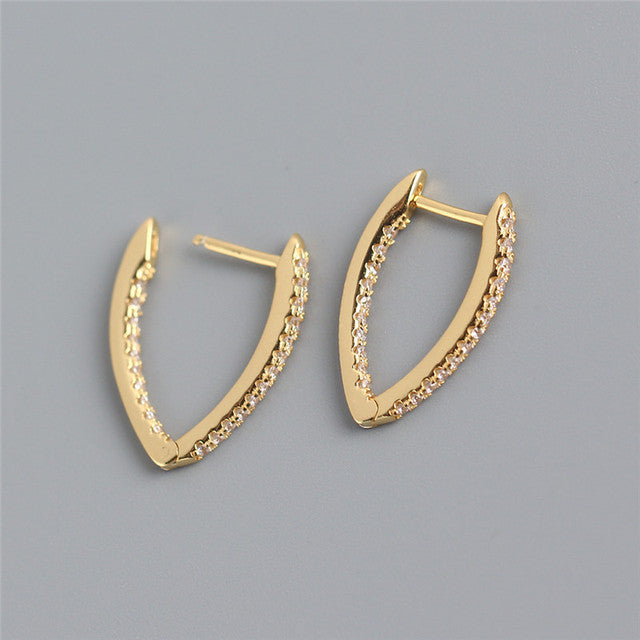 Anyco Earrings Gold Plated Minimalist Pave Crystal Zircon V-shaped Chic Stud For Women Girl Teen Fashion Stylish Accessories Jewelry Gifts-Earrings-PEROZ Accessories