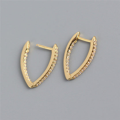 Anyco Earrings Gold Plated Minimalist Pave Crystal Zircon V-shaped Chic Stud For Women Girl Teen Fashion Stylish Accessories Jewelry Gifts-Earrings-PEROZ Accessories