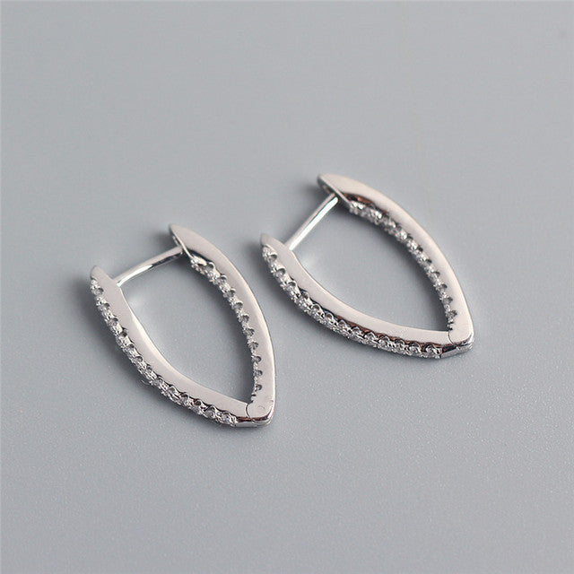 Anyco Earrings Sterling Silver Minimalist Pave Crystal Zircon V-shaped Chic Stud For Women Girl Teen Fashion Stylish Accessories Jewelry Gifts-Earrings-PEROZ Accessories