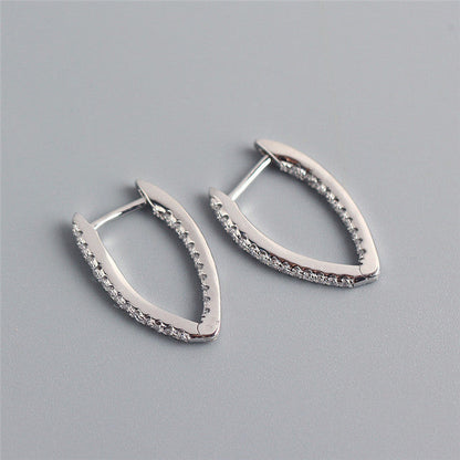 Anyco Earrings Sterling Silver Minimalist Pave Crystal Zircon V-shaped Chic Stud For Women Girl Teen Fashion Stylish Accessories Jewelry Gifts-Earrings-PEROZ Accessories