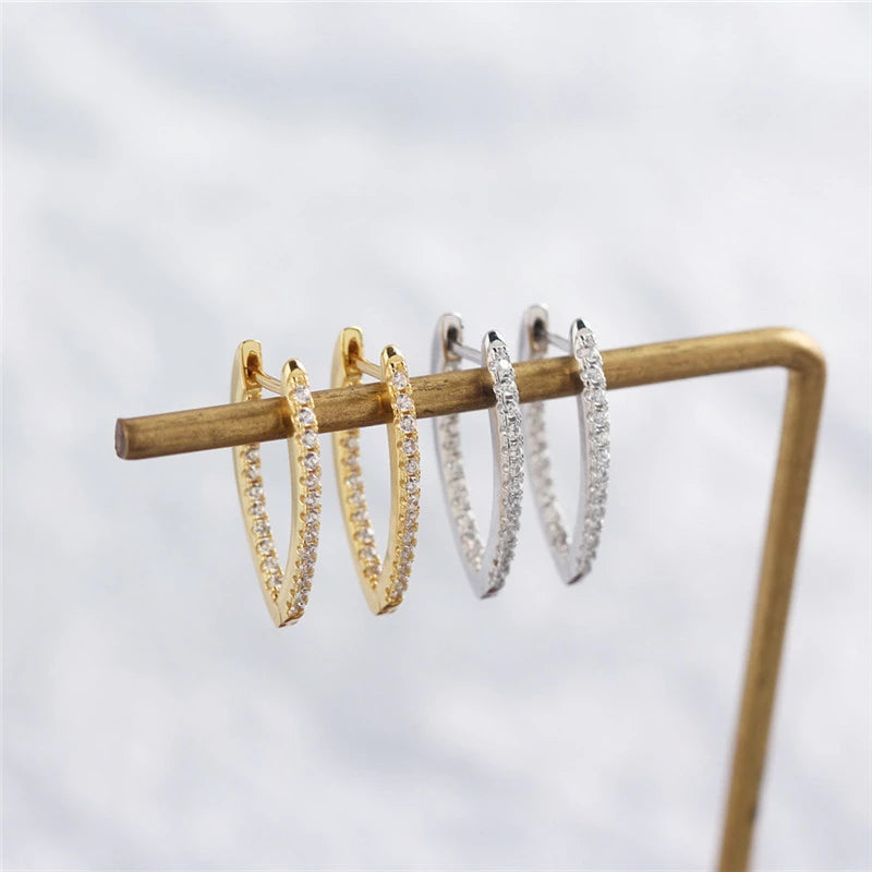 Anyco Earrings Sterling Silver Minimalist Pave Crystal Zircon V-shaped Chic Stud For Women Girl Teen Fashion Stylish Accessories Jewelry Gifts-Earrings-PEROZ Accessories