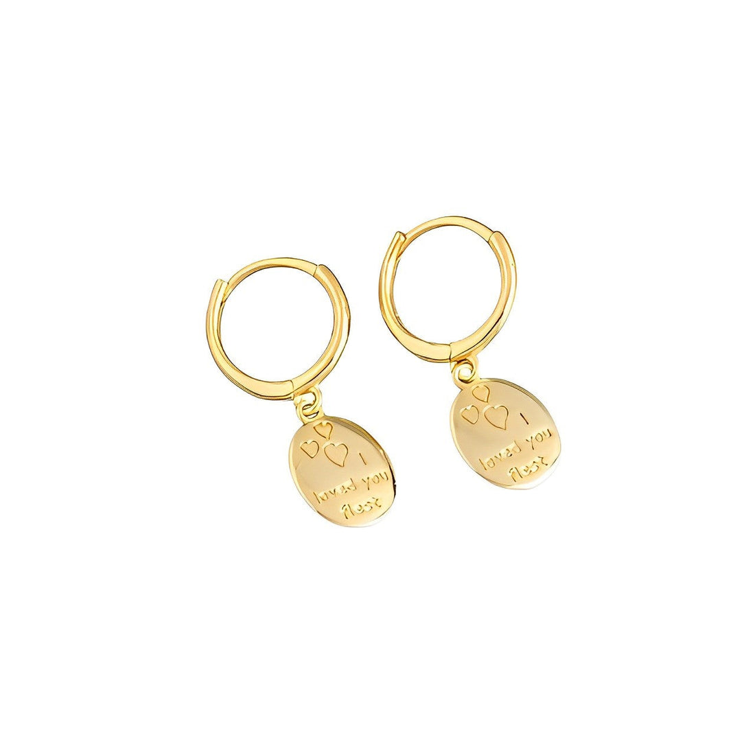 Anyco Earrings Gold Plated Geometric Ellipse I LOVE YOU Tassel Ear Buckle For Women Girl Fashion Stylish Rock Accessories Jewelry Gifts-Earrings-PEROZ Accessories