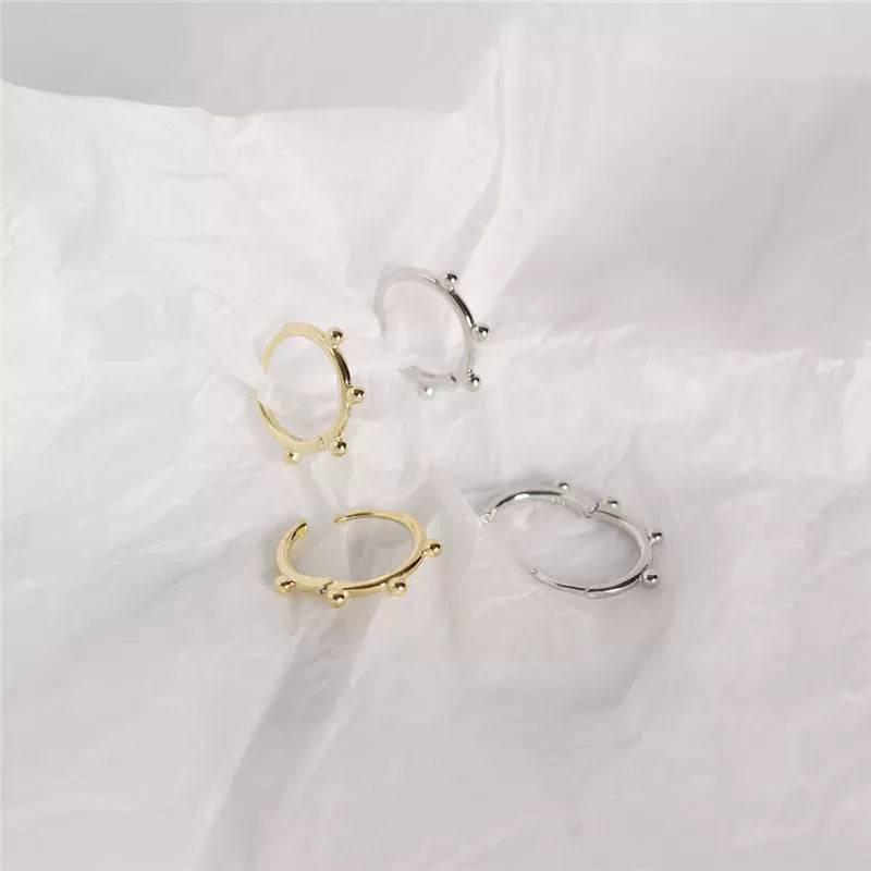 Anyco Earrings Gold Plated Minimalist Simple Glossy Bead Ear Buckle Stud For Women Girl Teen Fashion Stylish Accessories Jewelry Gifts-Earrings-PEROZ Accessories