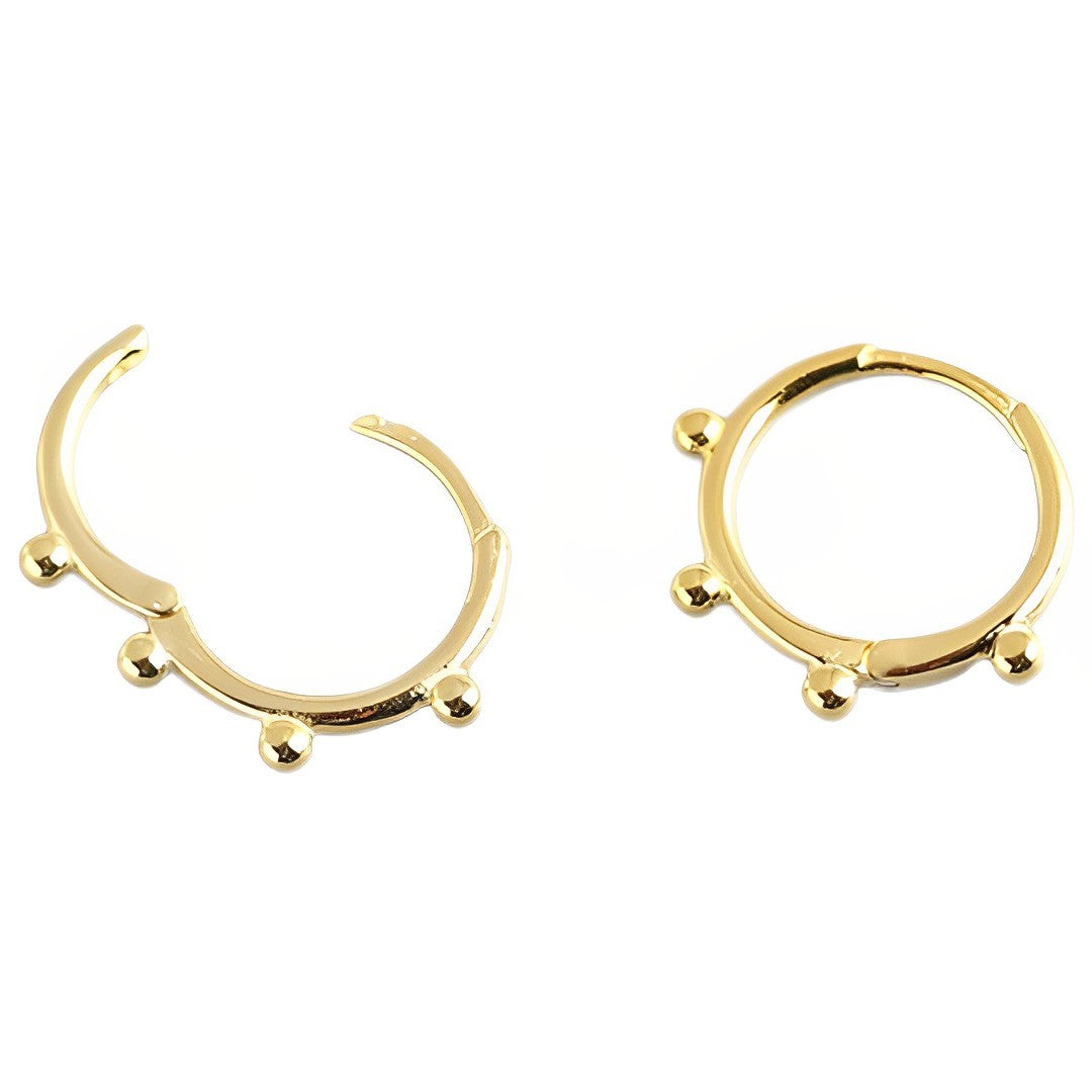 Anyco Earrings Gold Plated Minimalist Simple Glossy Bead Ear Buckle Stud For Women Girl Teen Fashion Stylish Accessories Jewelry Gifts-Earrings-PEROZ Accessories