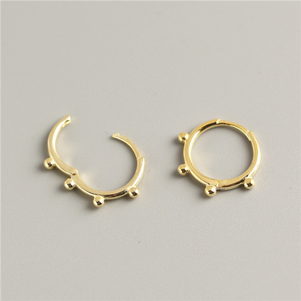 Anyco Earrings Gold Plated Minimalist Simple Glossy Bead Ear Buckle Stud For Women Girl Teen Fashion Stylish Accessories Jewelry Gifts-Earrings-PEROZ Accessories