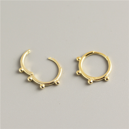 Anyco Earrings Gold Plated Minimalist Simple Glossy Bead Ear Buckle Stud For Women Girl Teen Fashion Stylish Accessories Jewelry Gifts-Earrings-PEROZ Accessories