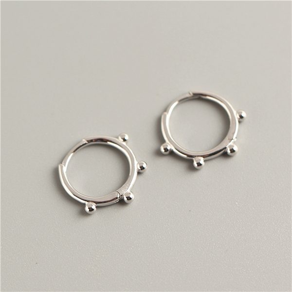Anyco Earrings Sterling Silver Minimalist Simple Glossy Bead Ear Buckle For Women Girl Teen Fashion Stylish Accessories Jewelry Gifts-Earrings-PEROZ Accessories