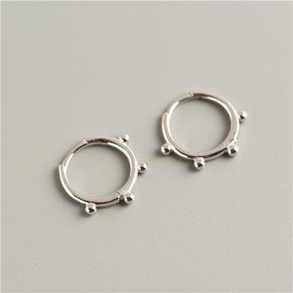 Anyco Earrings Sterling Silver Minimalist Simple Glossy Bead Ear Buckle For Women Girl Teen Fashion Stylish Accessories Jewelry Gifts-Earrings-PEROZ Accessories