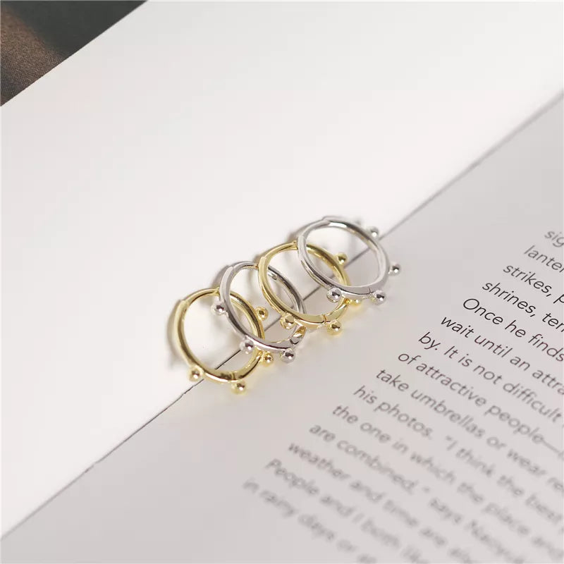 Anyco Earrings Gold Plated Minimalist Simple Glossy Bead Ear Buckle Stud For Women Girl Teen Fashion Stylish Accessories Jewelry Gifts-Earrings-PEROZ Accessories