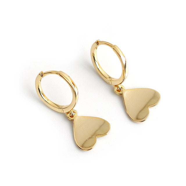Anyco Earrings Gold Plated Minimalist Glossy Love Heart Tassel Stud For Women Teen Girl Fashion Stylish Accessories Jewelry Gifts-Earrings-PEROZ Accessories