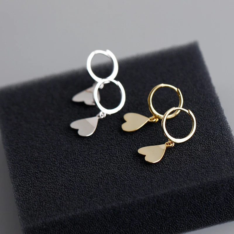Anyco Earrings Gold Plated Minimalist Glossy Love Heart Tassel Stud For Women Teen Girl Fashion Stylish Accessories Jewelry Gifts-Earrings-PEROZ Accessories