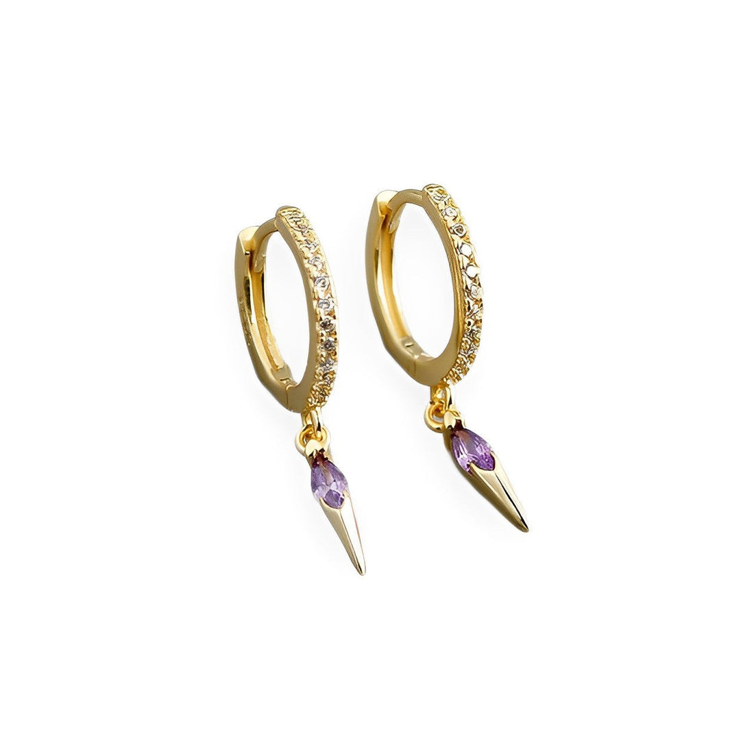 Anyco Earrings Gold Plated Bohemian Geometric Purple Zircon Hanging Tassel Stud For Women Girl Teen Fine Fashion Stylish Accessories Jewelry Gifts-Earrings-PEROZ Accessories