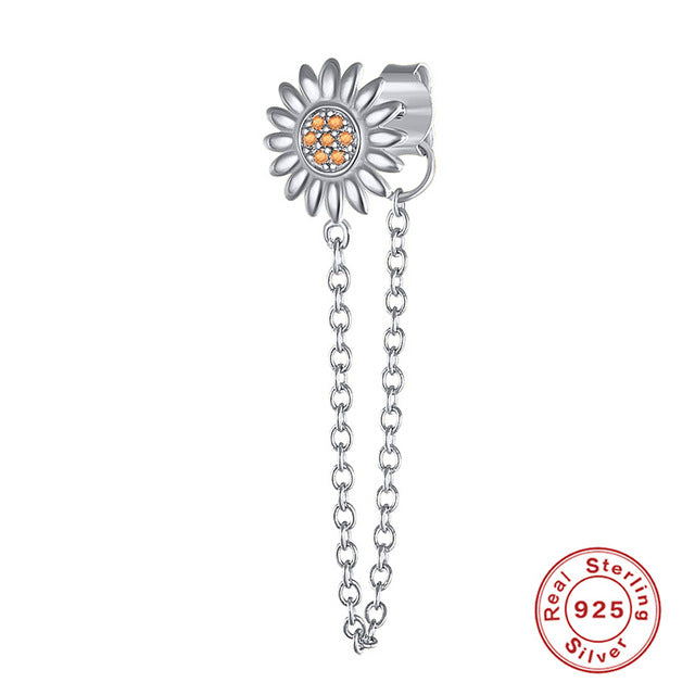 Anyco Earrings Sterling Silver Geometric Cute Icons Tassel Ear Line Stud For Women Teen Fashion Stylish Accessories Jewelry Gifts Sunflower-Earrings-PEROZ Accessories