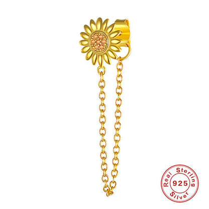Anyco Earrings Gold Plated Geometric Cute Icons Tassel Ear Line Stud For Women Teen Fashion Stylish Accessories Jewelry Gifts Sunflower-Earrings-PEROZ Accessories