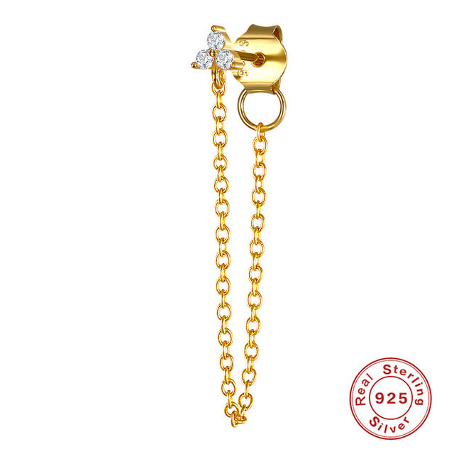 Anyco Earrings Gold Plated Geometric Cute Icons Tassel Ear Line Stud For Women Teen Fashion Stylish Accessories Jewelry Gifts Triangle-Earrings-PEROZ Accessories