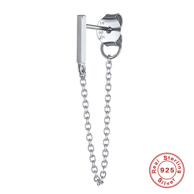Anyco Earrings Sterling Silver Geometric Cute Icons Tassel Ear Line Stud For Women Teen Fashion Stylish Accessories Jewelry Gifts Strip-Earrings-PEROZ Accessories