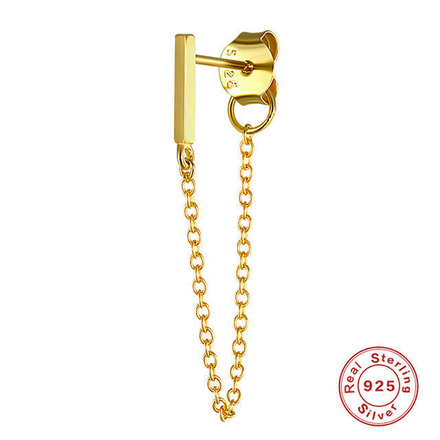 Anyco Earrings Gold Plated Geometric Cute Icons Tassel Ear Line Stud For Women Teen Fashion Stylish Accessories Jewelry Gifts Strip-Earrings-PEROZ Accessories