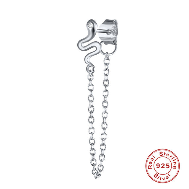 Anyco Earrings Sterling Silver Geometric Cute Icons Tassel Ear Line Stud For Women Teen Fashion Stylish Accessories Jewelry Gifts Snake-Earrings-PEROZ Accessories