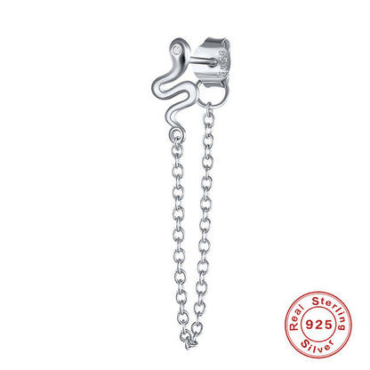 Anyco Earrings Sterling Silver Geometric Cute Icons Tassel Ear Line Stud For Women Teen Fashion Stylish Accessories Jewelry Gifts Snake-Earrings-PEROZ Accessories