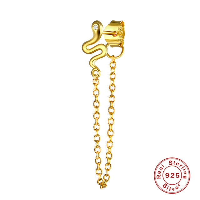 Anyco Earrings Gold Plated Geometric Cute Icons Tassel Ear Line Stud For Women Teen Fashion Stylish Accessories Jewelry Gifts Snake-Earrings-PEROZ Accessories